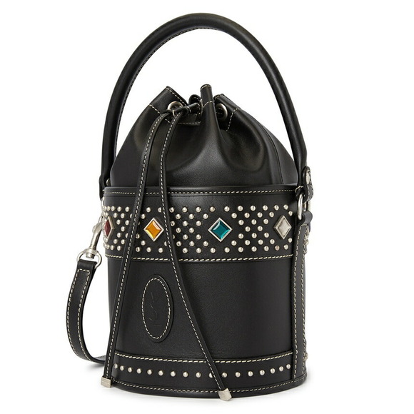 Saint Laurent Bahia Embellished Leather Bucket Bag Black - Picture 2 of 10